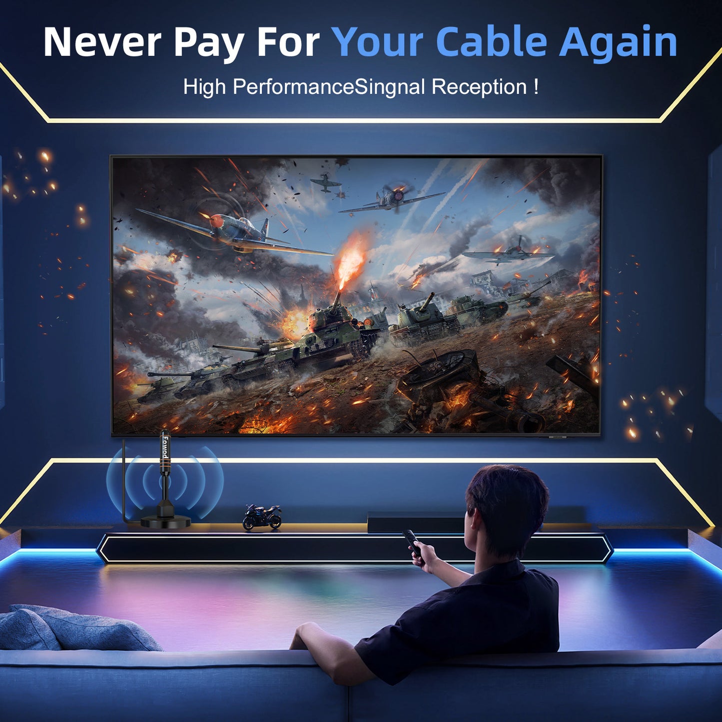 HD Digital TV Antenna Small Indoor Outdoor Antennas Includes Magnetic Base and 360° Reception Support Smart 4K 1080P Fire TV and All Older TV's HDTV Television for Free Local Channels -10ft Coax Cable