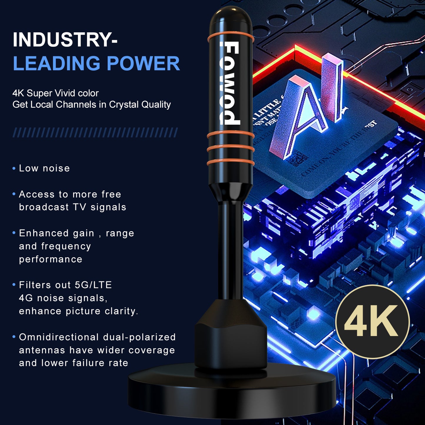 HD Digital TV Antenna Small Indoor Outdoor Antennas Includes Magnetic Base and 360° Reception Support Smart 4K 1080P Fire TV and All Older TV's HDTV Television for Free Local Channels -10ft Coax Cable