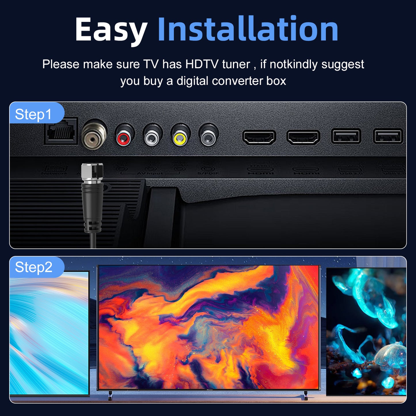 HD Digital TV Antenna Small Indoor Outdoor Antennas Includes Magnetic Base and 360° Reception Support Smart 4K 1080P Fire TV and All Older TV's HDTV Television for Free Local Channels -10ft Coax Cable