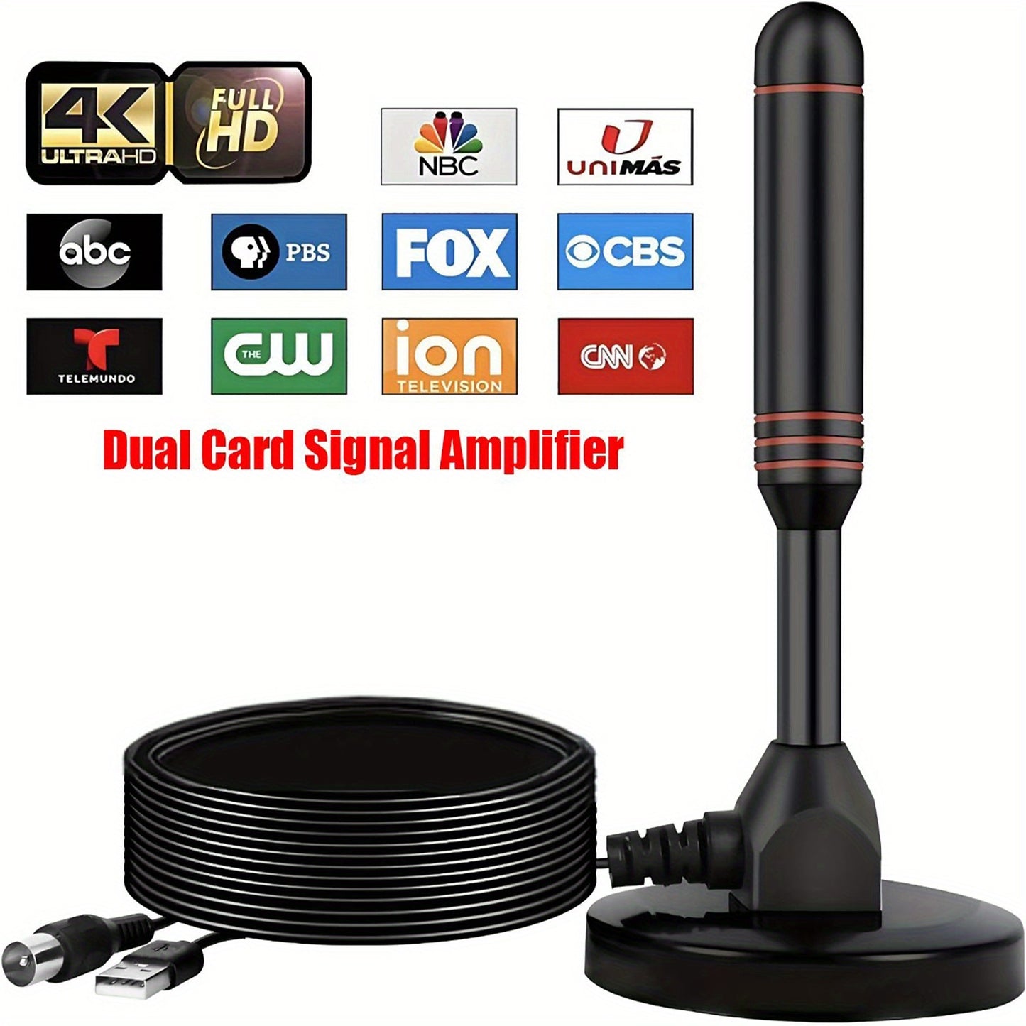 2025 Smart Indoor TV Antenna with Powerful Magnetic Base & 360° Rotation, Long Distance Reception, Easy Cable-Free Installation for Clear Local Channels
