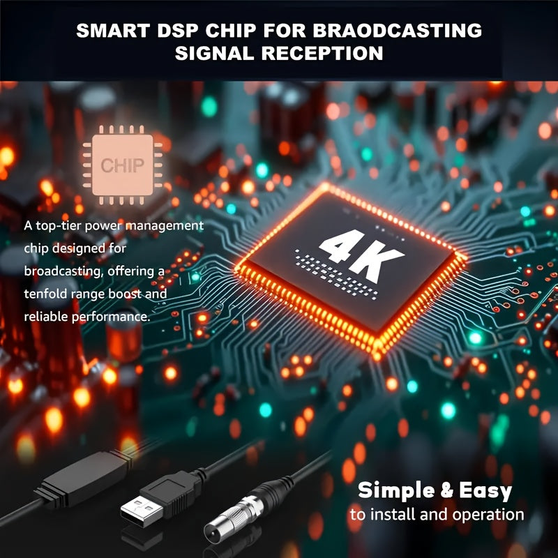 Indoor TV Antenna, Maximum Range -360° Signal Reception, Indoor/outdoor Use Supports 4K Ultra-high Definition And 1080P