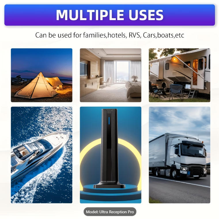 Smart TV Antenna Indoor/Outdoor Long Distance HD 1080P 4K Signal Amplifier, 360° Upgrade Signal Stable Reception Local - All Free Channels