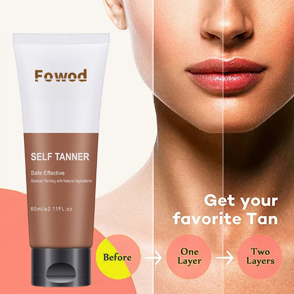 Fowod Self Tanners - Get a Perfect Gradual Tan with Our Sunless Tanning Lotions, Non-Toxic and Buildable Formula for a Golden Glow on Body and Face (2.11 FL Oz / 60ML)