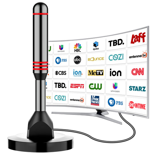 Long Range Smart Digital TV Antenna - HDTV Antenna With Super Strong Magnetic Base,360° Long-Range Reception For Local Channels