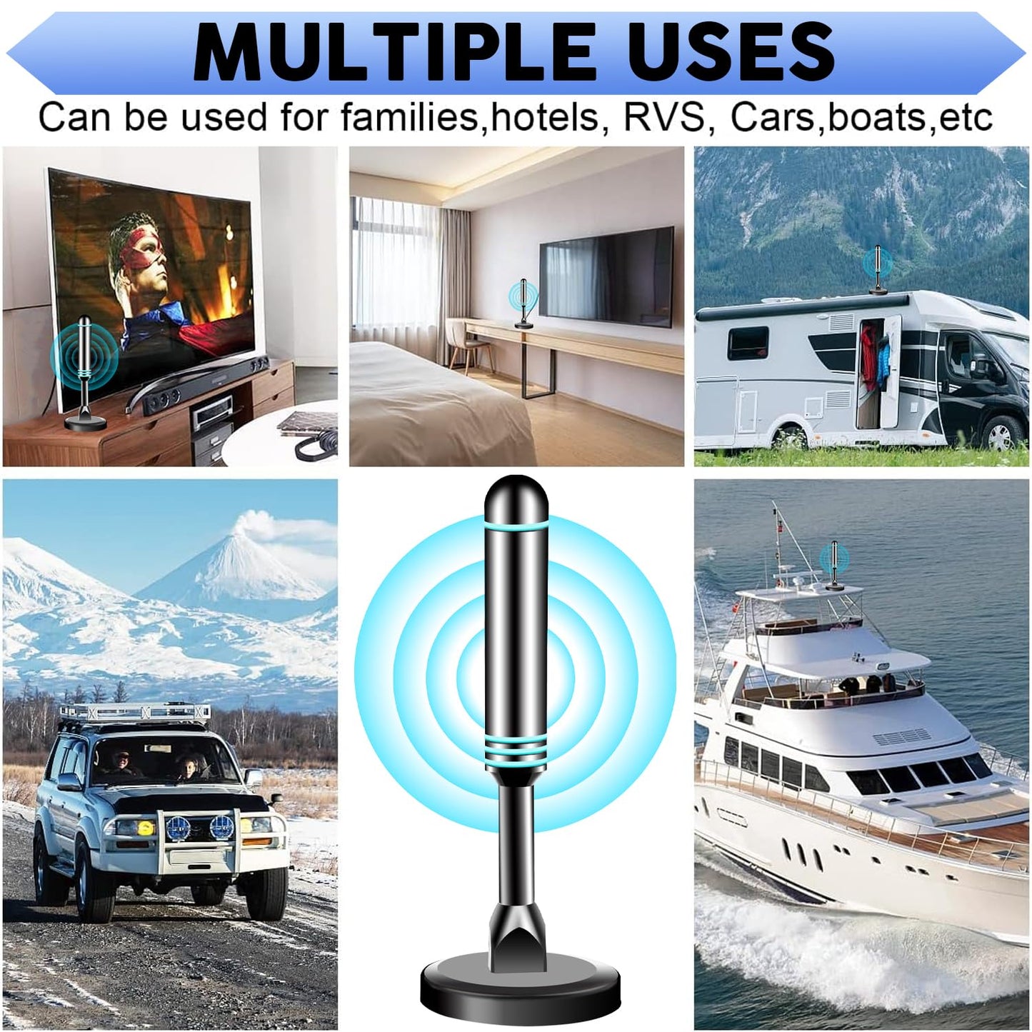2025 Smart Indoor TV Antenna with Powerful Magnetic Base & 360° Rotation, Long Distance Reception, Easy Cable-Free Installation for Clear Local Channels