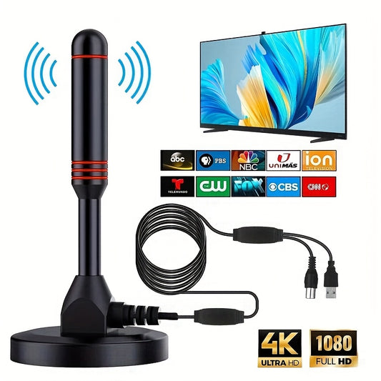 Indoor TV Antenna, Maximum Range -360° Signal Reception, Indoor/outdoor Use Supports 4K Ultra-high Definition And 1080P
