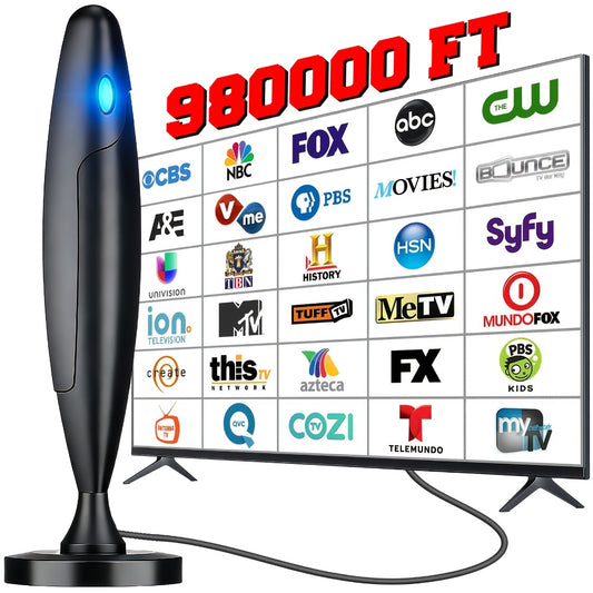 Smart TV Antenna for Local Channels, Indoor HDTV Antenna Long Distance Reception, Easy Installation Digital Antenna Compatible with All Smart/HDTVs & Older TVs, Supports 4K 1080P HD VHF UHF