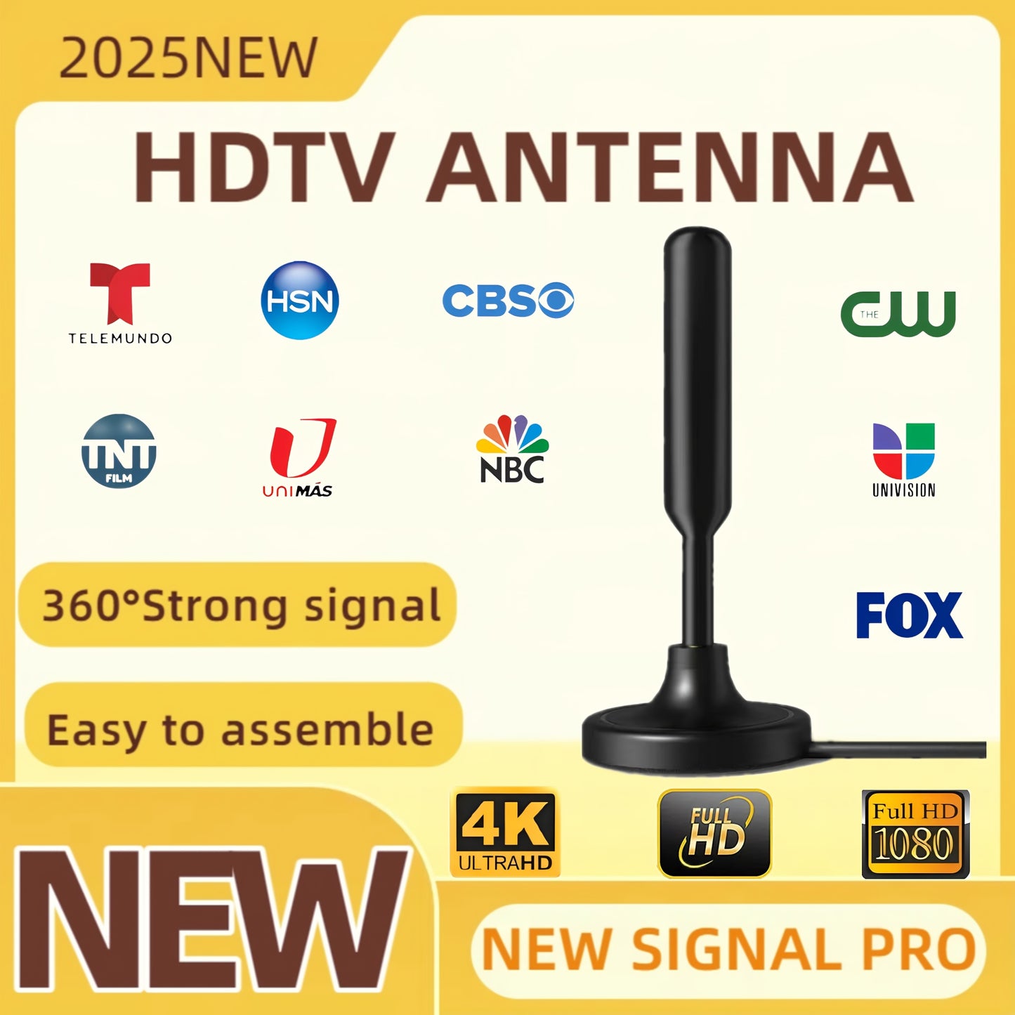 2025 Model HDTV Antenna - Indoor TV Signal Receiver with 360° Strong Signal