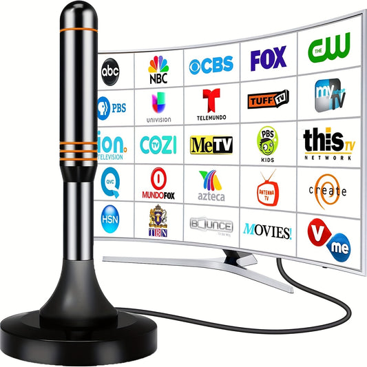 2025 Smart Indoor TV Antenna with Powerful Magnetic Base & 360° Rotation, Long Distance Reception, Easy Cable-Free Installation for Clear Local Channels
