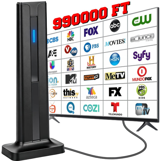 Smart TV Antenna Indoor/Outdoor Long Distance HD 1080P 4K Signal Amplifier, 360° Upgrade Signal Stable Reception Local - All Free Channels