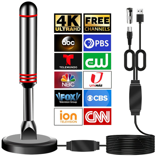 2025 Smart Indoor TV Antenna with Powerful Magnetic Base & 360° Rotation, Long Distance Reception, Easy Cable-Free Installation for Clear Local Channels