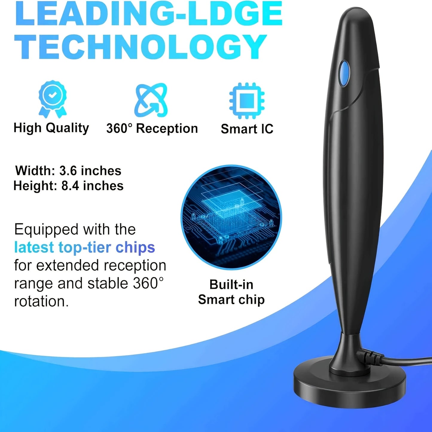 Smart TV Antenna for Local Channels, Indoor HDTV Antenna Long Distance Reception, Easy Installation Digital Antenna Compatible with All Smart/HDTVs & Older TVs, Supports 4K 1080P HD VHF UHF