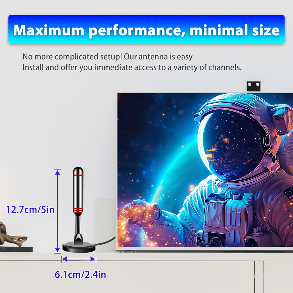 2025 Smart Indoor TV Antenna with Powerful Magnetic Base & 360° Rotation, Long Distance Reception, Easy Cable-Free Installation for Clear Local Channels