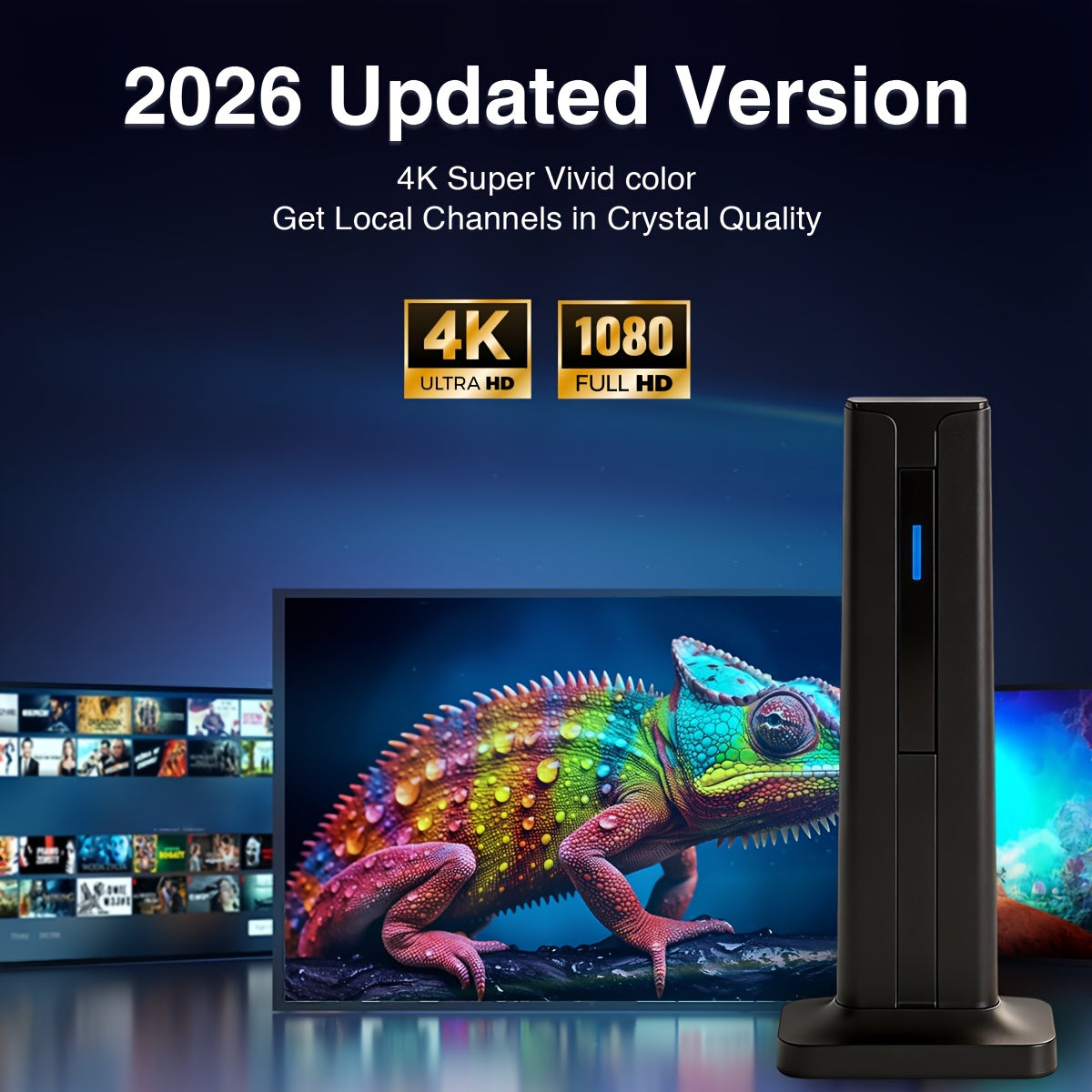 Digital Antenna for Smart TV Indoor, 2025 HD Antennas, 360°&Long Range Reception 4k 1080P for Local Channels