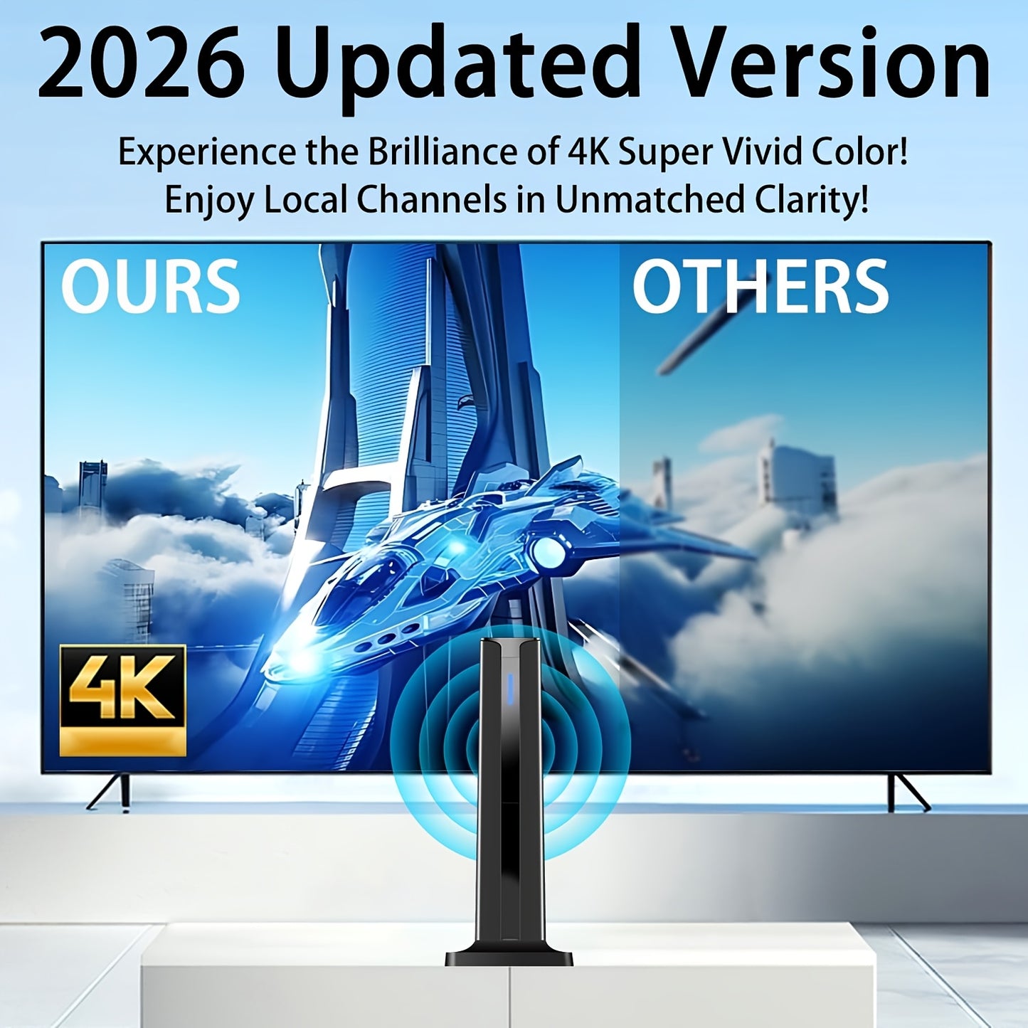 Satellite TV Antenna | Indoor/Outdoor Long Distance HD 1080P 4k Signal Amplifier, 360° Upgrade Signal Stable Reception, All Free Channels