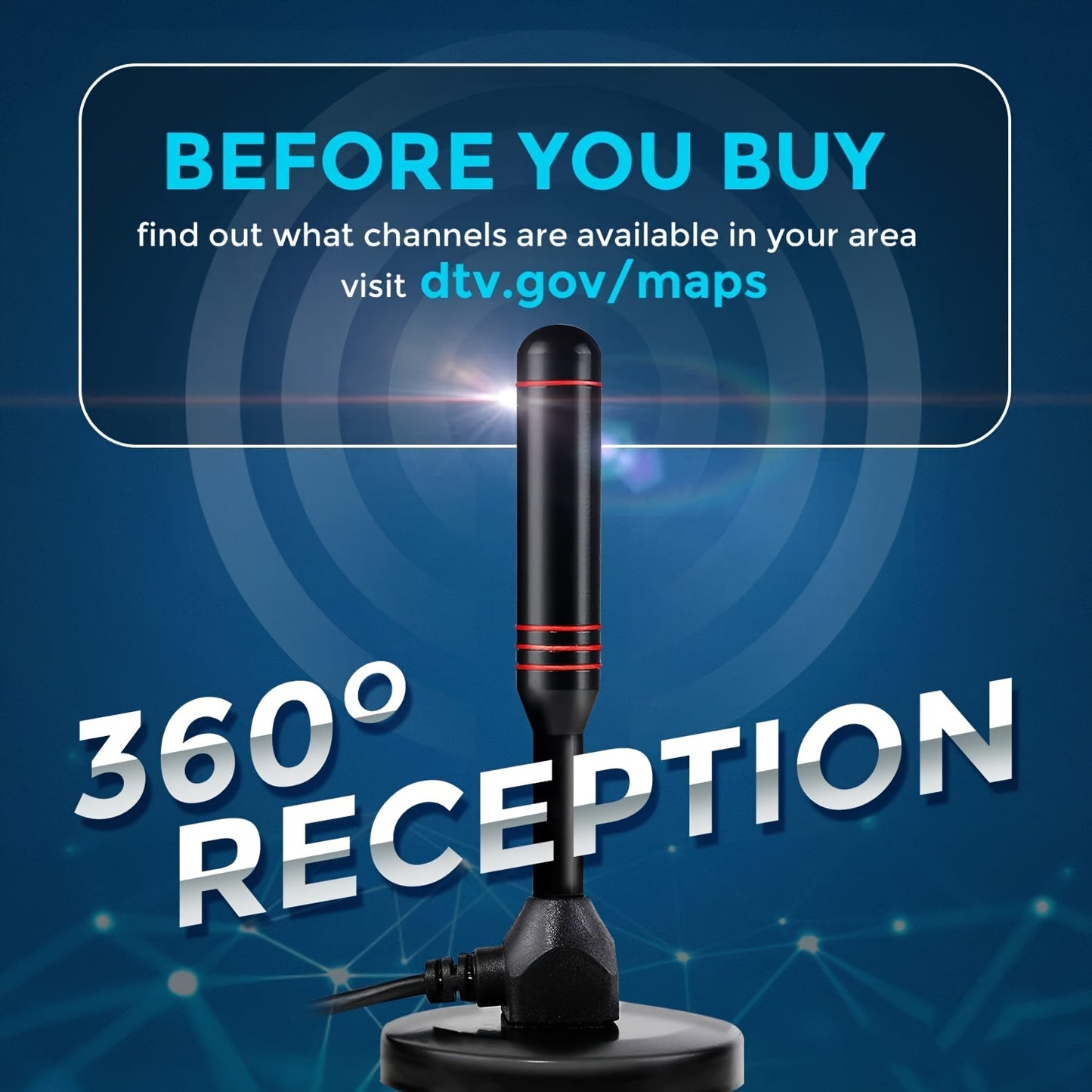2025 Ultra HD Smart TV Antenna with Magnetic Base -  4K/1080P Digital HDTV| Compatible with Smart TVs | No Monthly Subscription Fees | Design with Magnetic Stand, Antenna For Smart TV