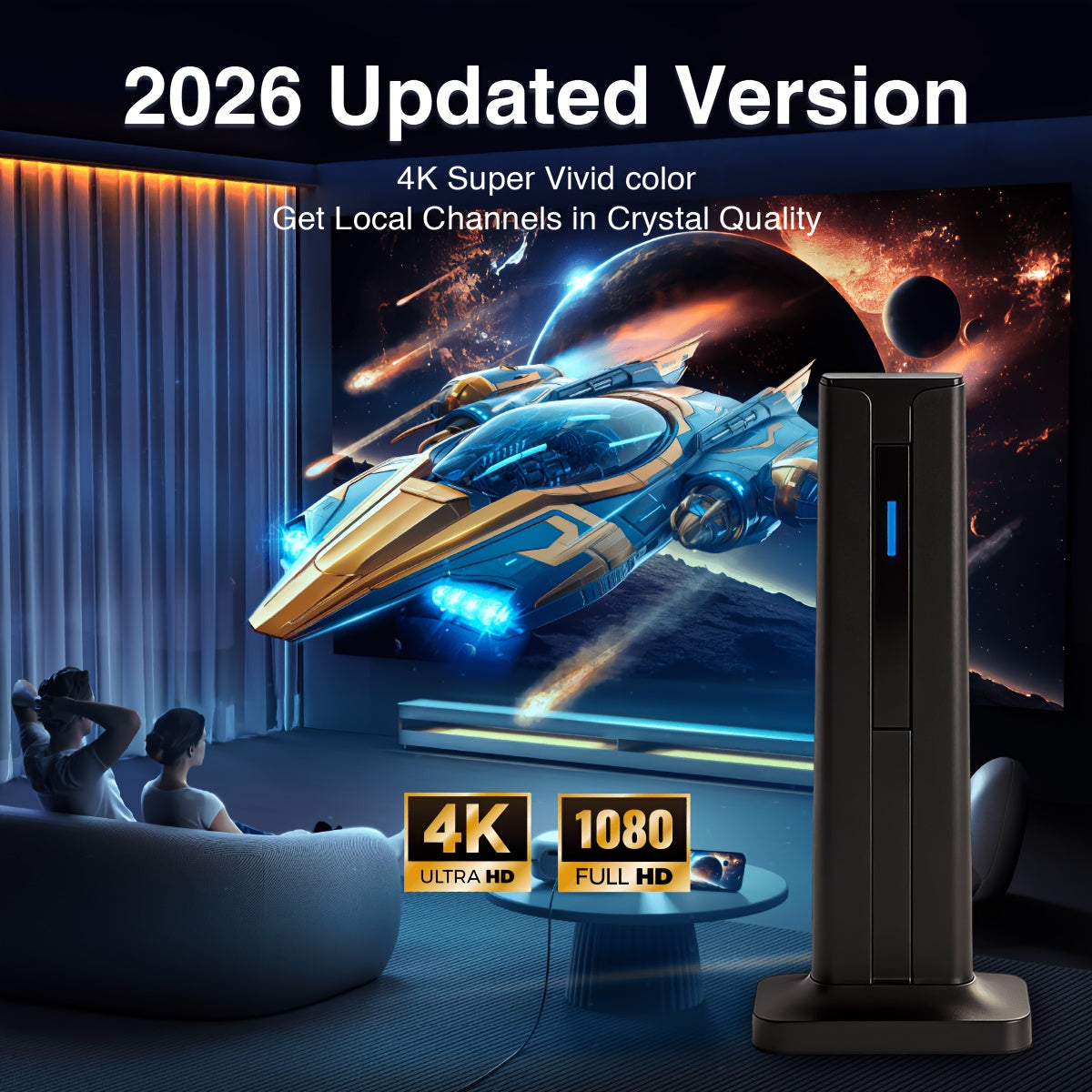 Digital Antenna for Smart TV Indoor, 2025 HD Antennas, 360°&Long Range Reception 4k 1080P for Local Channels
