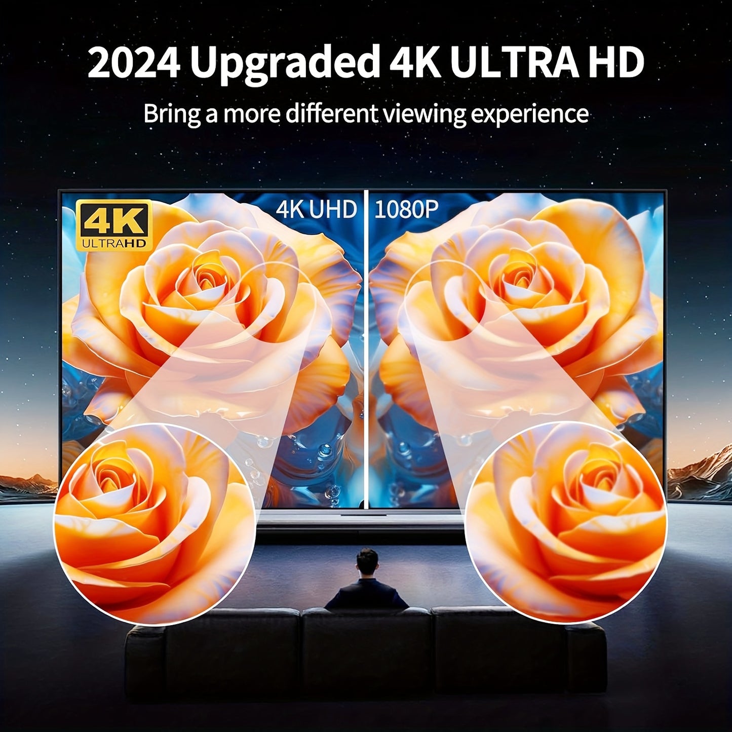 2025 Signal Pro Indoor HDTV Antenna - 4K Ultra HD & 1080P Full HD, 360° Reception for Smart & Older TVs, USB-Powered, Black with Blue Stripe Design, Digital Channel Reception | Stylish Stripe Detailing | Durable Antenna, Antenna for Tv, Reliable