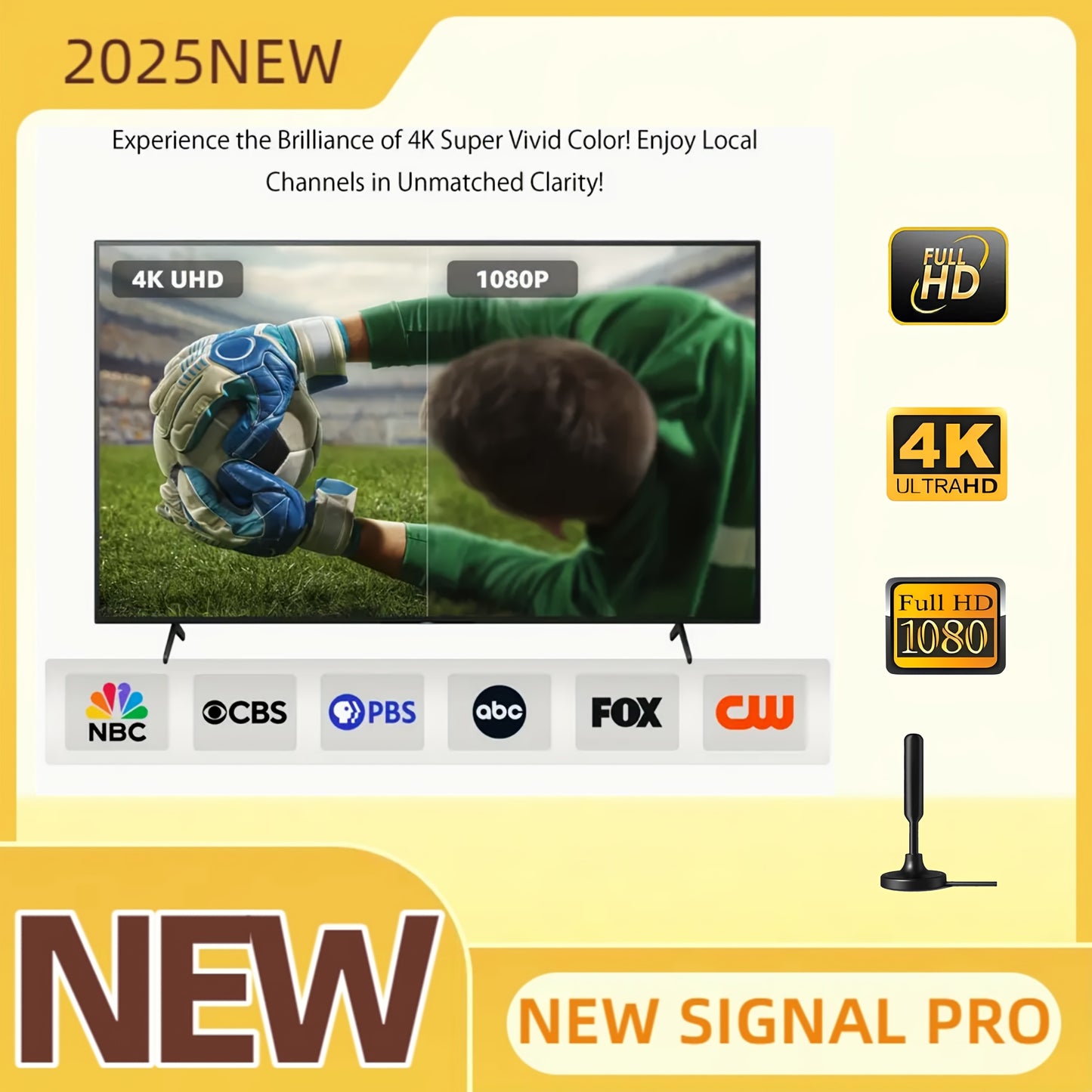 2025 Model HDTV Antenna - Indoor TV Signal Receiver with 360° Strong Signal
