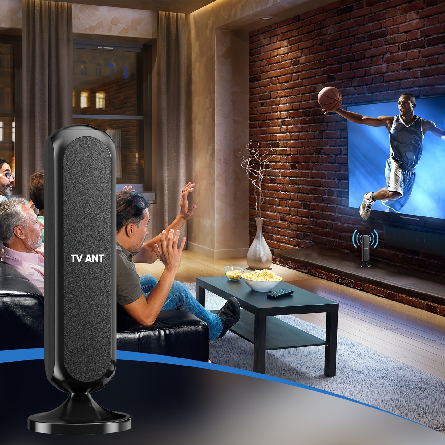 Smart TV Antenna Indoor/Outdoor Long Distance HD 1080P 4K Signal Amplifier, 360° Upgrade Signal Stable Reception Local - All Free Channels