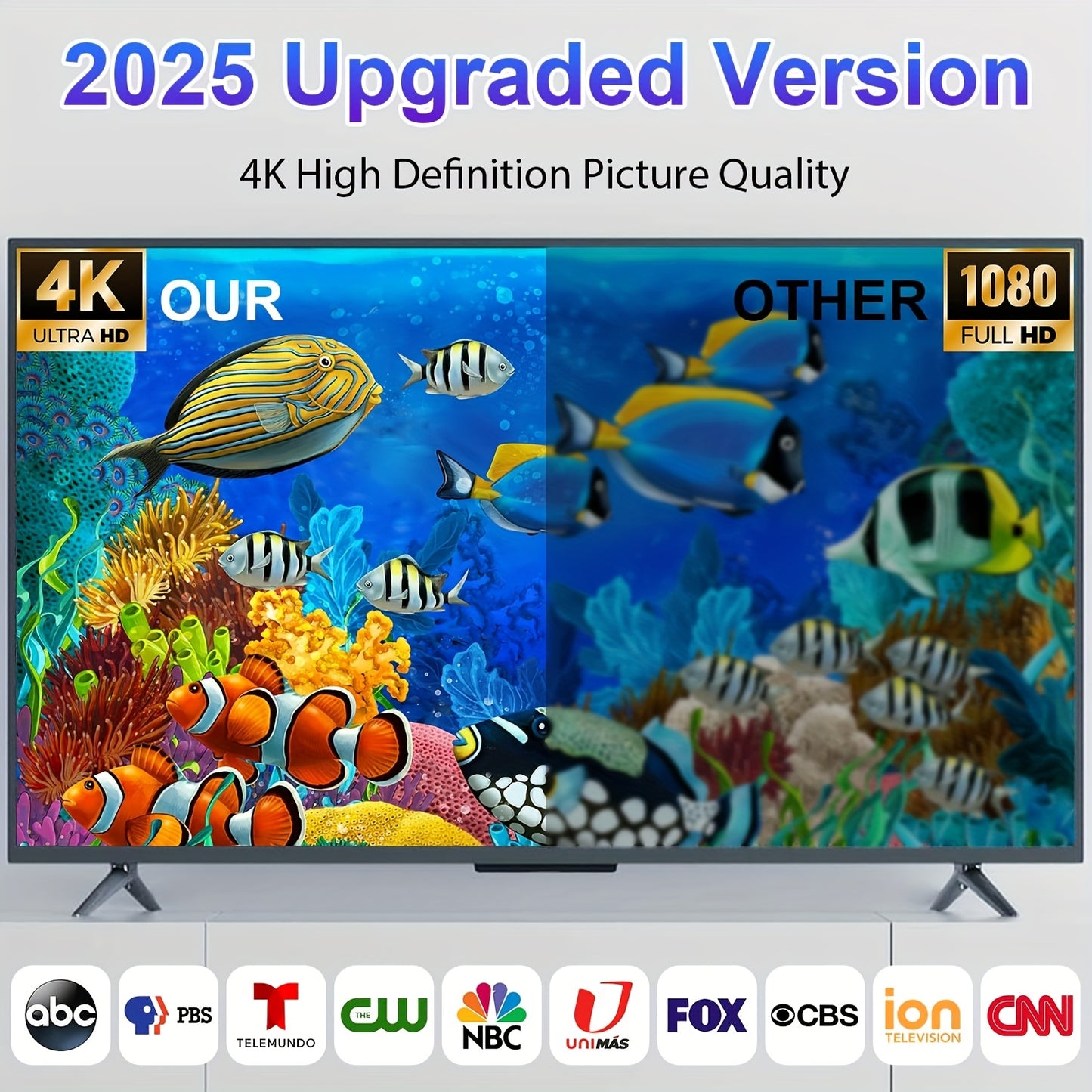 2025 Smart Indoor TV Antenna with Powerful Magnetic Base & 360° Rotation, Long Distance Reception, Easy Cable-Free Installation for Clear Local Channels