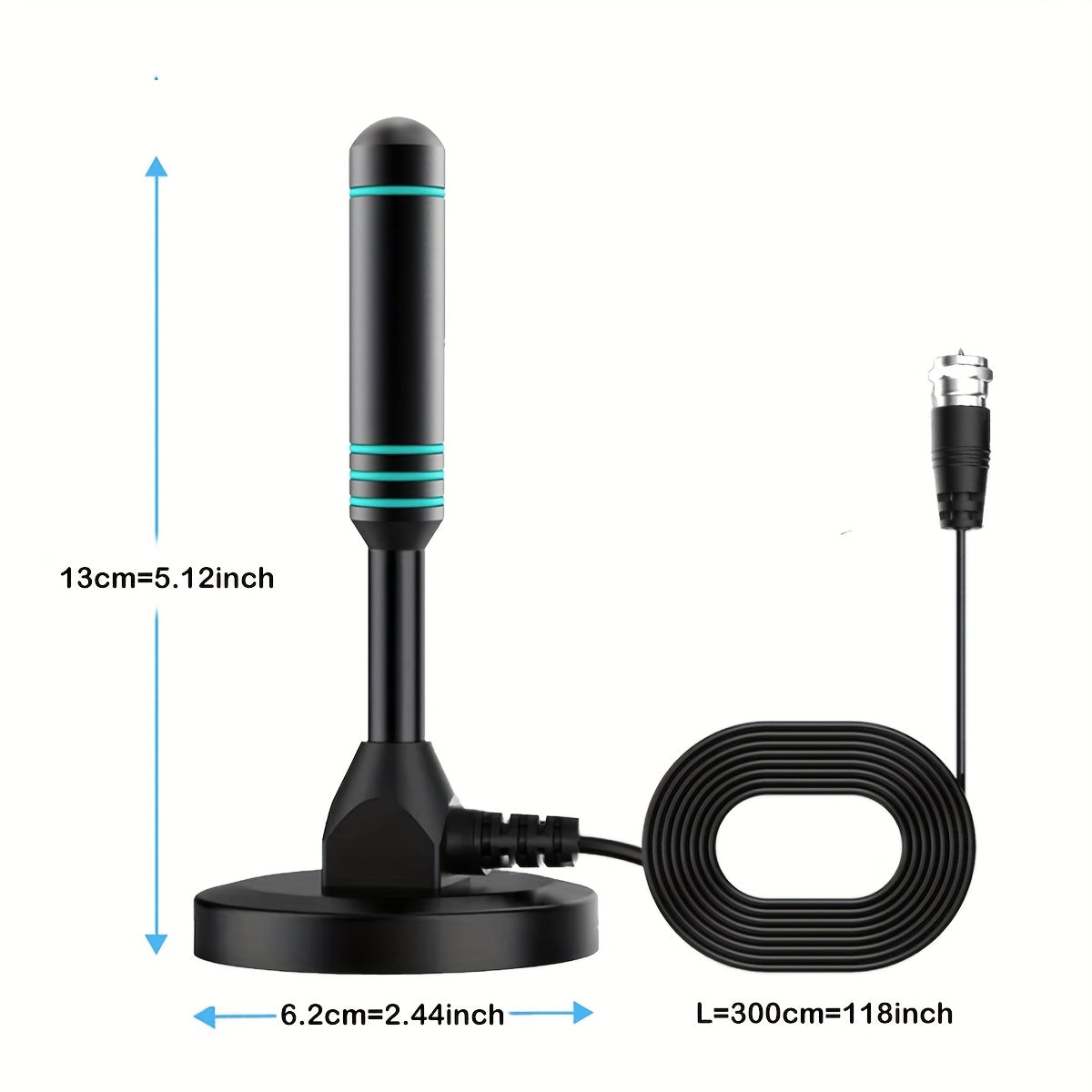 2025 Signal Pro Indoor HDTV Antenna - 4K Ultra HD & 1080P Full HD, 360° Reception for Smart & Older TVs, USB-Powered, Black with Blue Stripe Design, Digital Channel Reception | Stylish Stripe Detailing | Durable Antenna, Antenna for Tv, Reliable