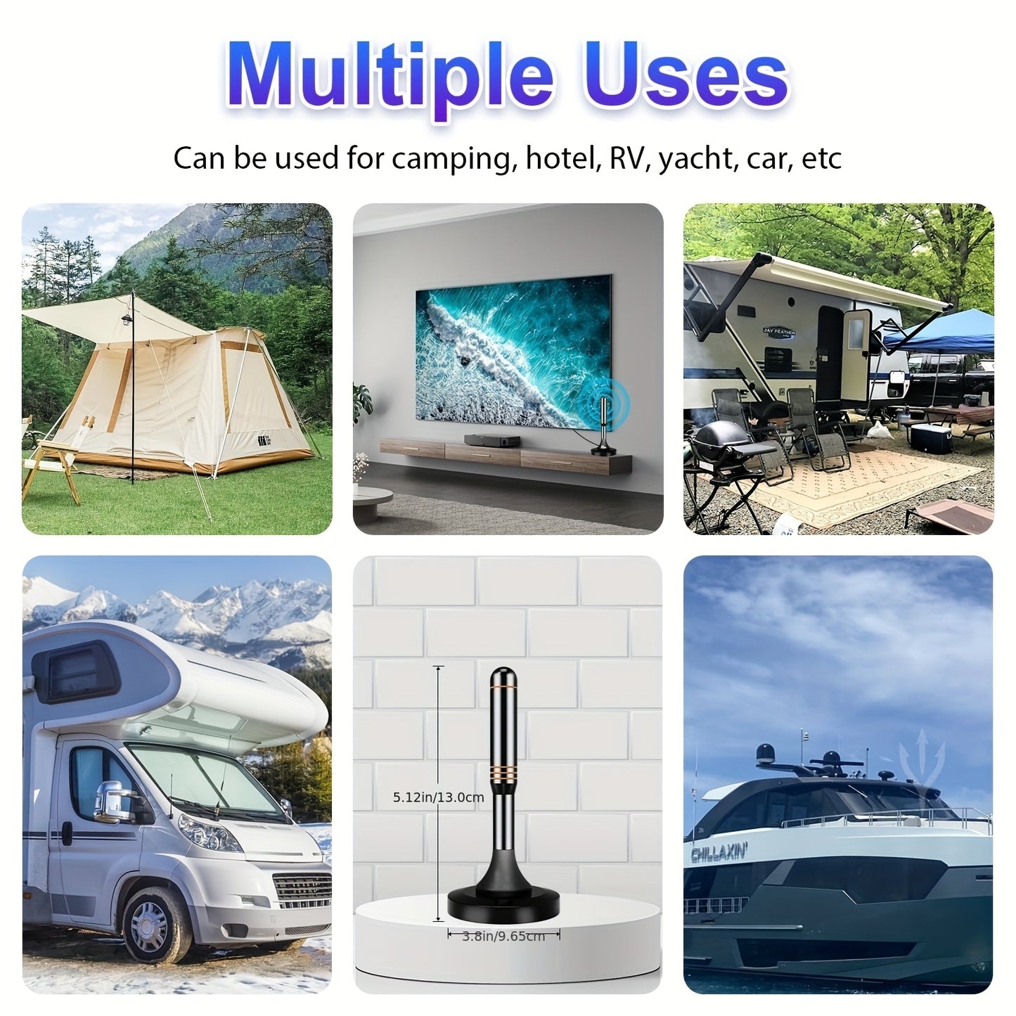 2025 Smart Indoor TV Antenna with Powerful Magnetic Base & 360° Rotation, Long Distance Reception, Easy Cable-Free Installation for Clear Local Channels